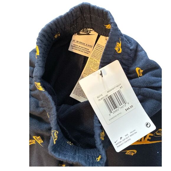 Nike Blue Jogger Pants with Yellow Logo kids size 4T New $44 - Picture 3 of 3